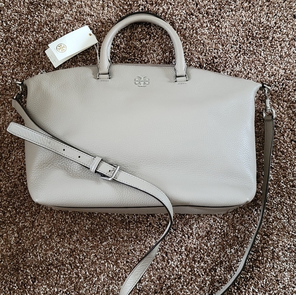 Tory Burch French Gray Leather Satchel with Shoulder Strap NWOT - Picture 6 of 9